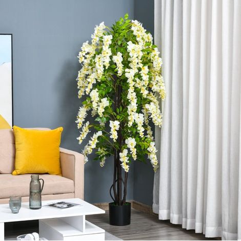 Plante artificielle glycine blanche 165 cm en plastique, déco intérieur extérieur FLORAGRACE (1/5)