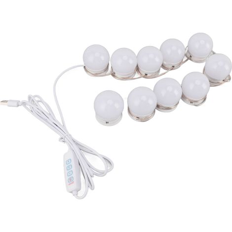 Réglette LED pour miroir avec 10 ampoules dimmables, USB, couleur et luminosité réglables, éclairage de maquillage pour salle de bain et coiffeuse (1/5)