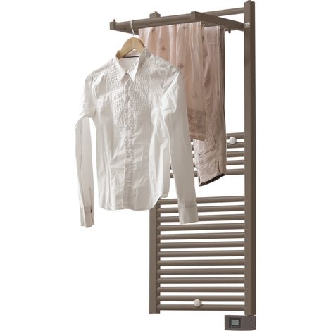 Deltacalor – Sèche-serviettes électrique 750W – H142.3 x l50 cm – Acier thermovecteur avec étendoir rétractable – IP44 pour humidité