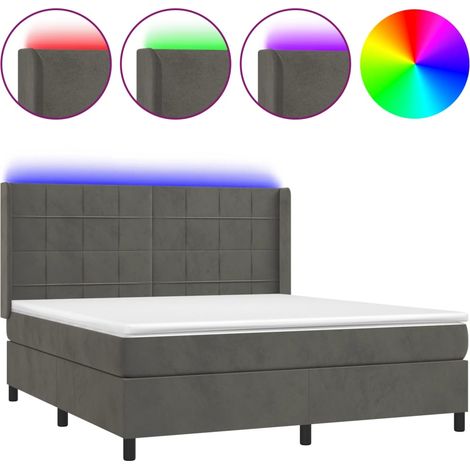 Maison Exclusive - Letto a Molle con Materasso e LED Grigio Scuro 180x200 cm