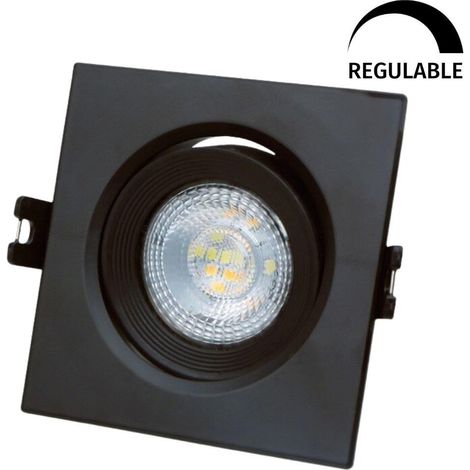 Spot encastrable LED carré noir 7 W, 3000-4000-6500 K, idéal pour l'éclairage intérieur, les espaces modernes et le contrôle de l'environnement.