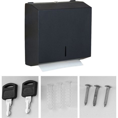 Dispensador de toallas de papel de pared con acabado cepillado - Negro
