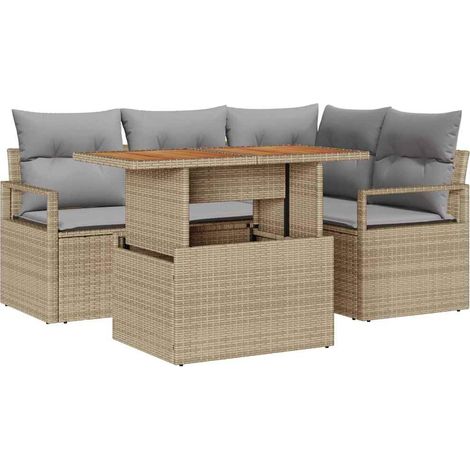 Maison Exclusive - Set Divano da Giardino 5 pz 4-Numero di posti Beige e grigio (1/5)