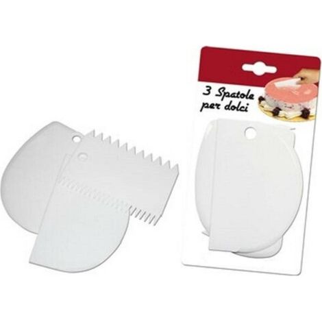 TrAdE Shop Traesio - Set 3 Spatole Spatola Forme Impasto Plastica Dolci Cucina Glassa Torte Utensile -