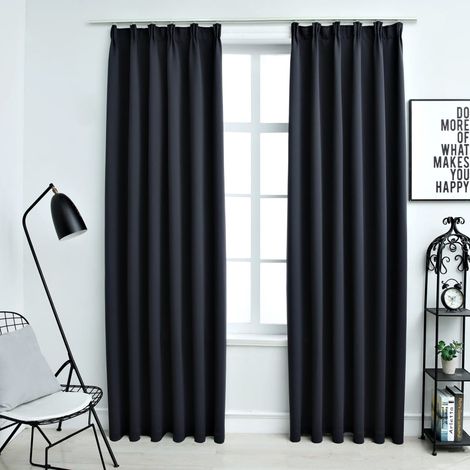 Cortinas opacas con ganchos 2 piezas gris antracita 140x225 cm vidaXL