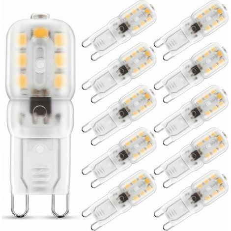 Ampoule LED G9 3W Blanc Chaud 3000K, 230V AC 220lm, Faisceaux Larges à 360°, Culot G9, Lot de 10 [Classe énergétique A+] (1/5)
