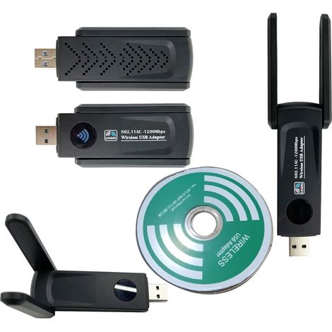 Adaptateur WiFi USB 3.0 double bande 1200Mbps, carte réseau sans fil Plug and Play pour ordinateur portable PC (1/5)
