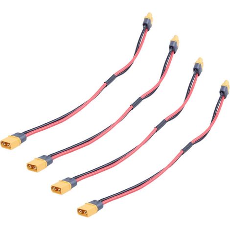 Lot de 4 adaptateurs de connecteurs XT60 mâle/femelle de 28 cm (11 pouces) pour batteries RC (1/5)