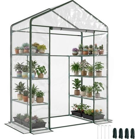 Serra da Giardino in Acciaio e PVC Trasparente con Porta Avvolgibile, 143x73x195 cm, verde (1/5)
