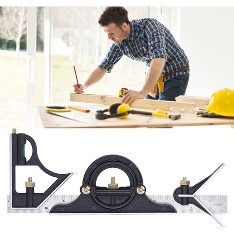 Équerre combinée en acier inoxydable 300 mm, jeu d'outils de mesure 0-180° (1/5)