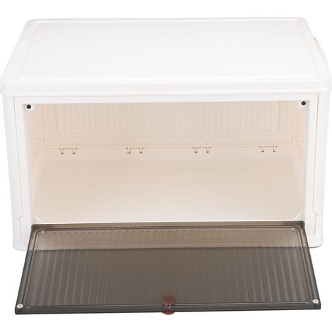 Boîte de rangement pliable et empilable de grande capacité avec fenêtre transparente et couvercle, panier de rangement pour chambre et placard (taille M). (1/5)