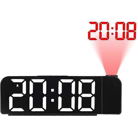 Réveil projecteur rotatif à 180°, affichage numérique LED 12/24h, chargement USB, projecteur de plafond. (1/5)