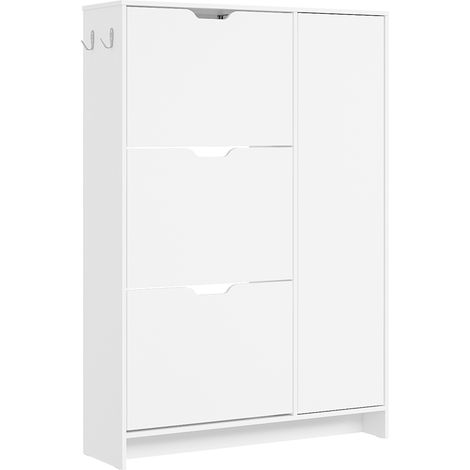 SoBuy Armario zapatero de 3 cajones Blanco 84x24x121cm Moderno FSR220-W (1/5)