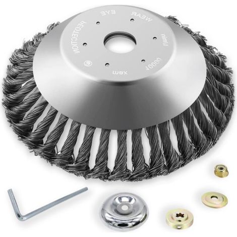 Brosse universelle BLOEMAATJES - Ø 20 cm – Pour débroussailleuses et coupe-bordures – Kit de montage inclus – Acier trempé – Brosse articulée – Traitement de surface – Élimination de la rouille et des (1/5)