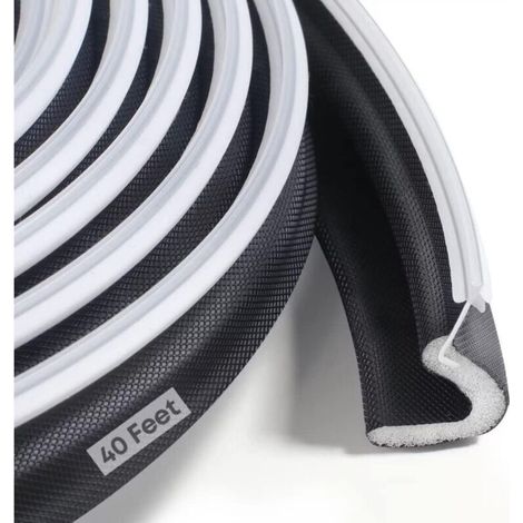 Extra-long door gap sealing strip, suitable for large spaces and easy to install (12 m, black) (1/5)
