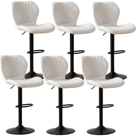 Barhocker 6er Set mit Lehne, drehbar & höhenverstellbar, Kunstleder Beige (1/5)