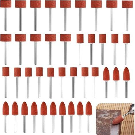 Juego de 42 discos abrasivos de óxido de aluminio para Dremel, discos abrasivos con vástago de 1/8" para herramientas rotativas, brocas de lijado para pulir, desbarbar y rectificar metales. (1/5)