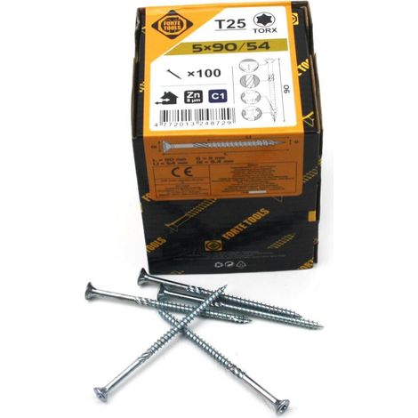 Forte 4772013248729 Vis à bois galvanisées argenté 5x90 mm