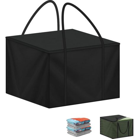 Housse de rangement pour coussins de jardin 80x80x60cm, imperméable, Oxford 420D, avec poignées (1/5)