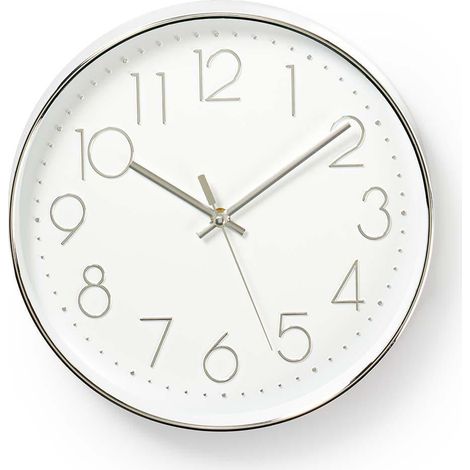 Nedis CLWA015PC30SR Orologio da parete bianco argento 30 cm