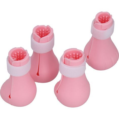 Bottes en silicone anti-griffures pour chat, protège-griffes et protection pour les pattes lors du bain et du rasage (rose) (1/5)