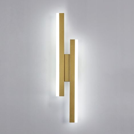 Comely Modern Scandinavian Wall Light 16W 6500K Daylight, Gold Acrylic LED Sconce 40cm, Minimalist Indoor Lighting for Living Room Bedroom Hallway (1/5)