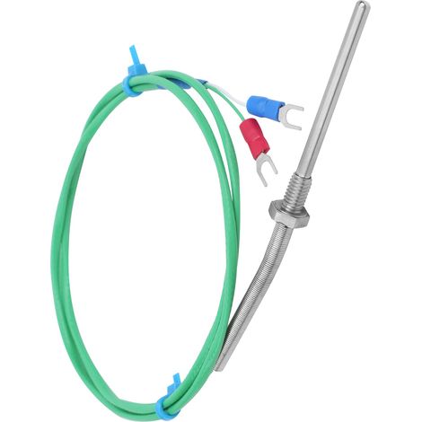 Thermoelement vom Typ K, verdrilltes Paar, geschirmter Schraubtemperatursensor, 0–200 °C, grün, M6 x 50 mm, 3 Meter (1/5)