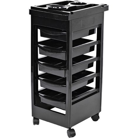 Chariot de rangement pour salon de coiffure, hauteur réglable, 5 tiroirs, outil de beauté, table roulante professionnelle (1/5)