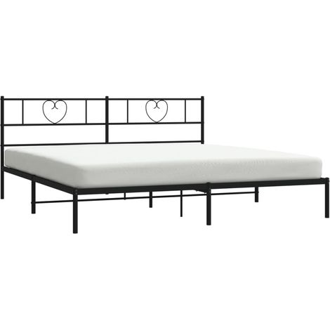 Cadre de lit métal sans matelas avec tête de lit noir 200x200cm vidaXL (1/5)