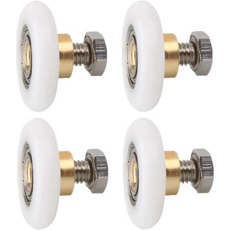 4 pièces Roulette Porte de Douche, Roues de Rechange pour Porte de Douche Roulettes de Rechange pour Porte de Douche RainuréE avec vis M4 Diamètre 23 mm (1/5)