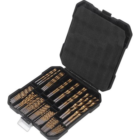 Set 99 Forets HSS Titane Revêtu Acier Rapide Twist 1/16in à 3/8in pour Métal Bois Plastique (1/5)
