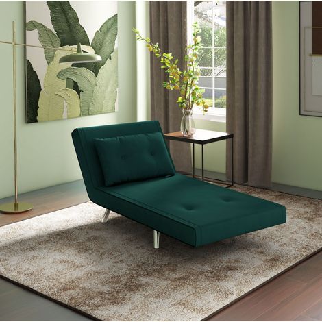 Fauteuil convertible 3-en-1 avec fonction lit, dossier inclinable 180°, vert foncé DESVIAE (1/5)