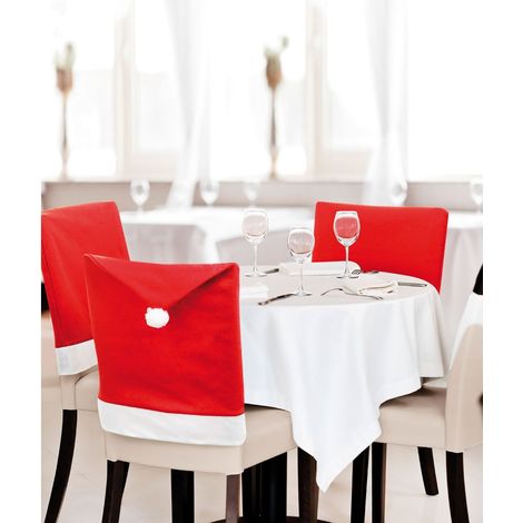 Pack de 4/6 0r 8 Rouge et Blanc Bonnet de Noël Noël Chaise Housses (Pack de 4 Santa Hat)