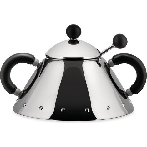 Alessi – Sugar Bowl Azúcar Olla – Negro – Acero Inoxidable – 19 x 14 cm (1/4)