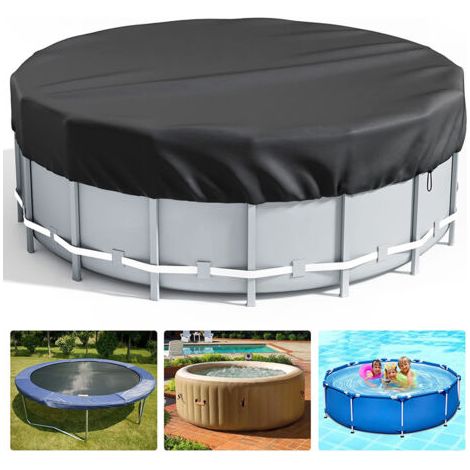Couverture de meubles, couverture de piscine, piscine domestique pliable ronde résistante aux UV, noire (1/4)