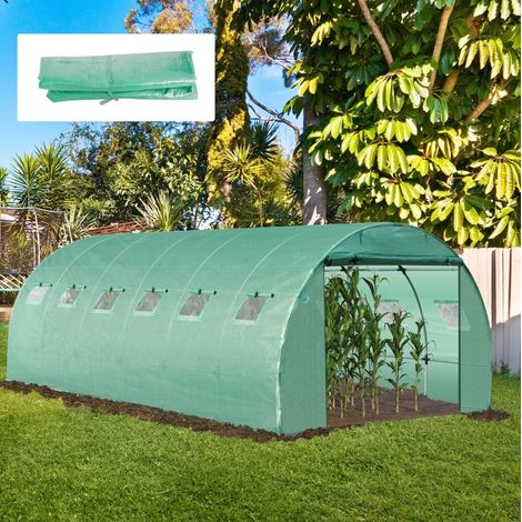 Lámina invernadero 6x3x2 m verde con ventanas OKMYHOME (1/5)