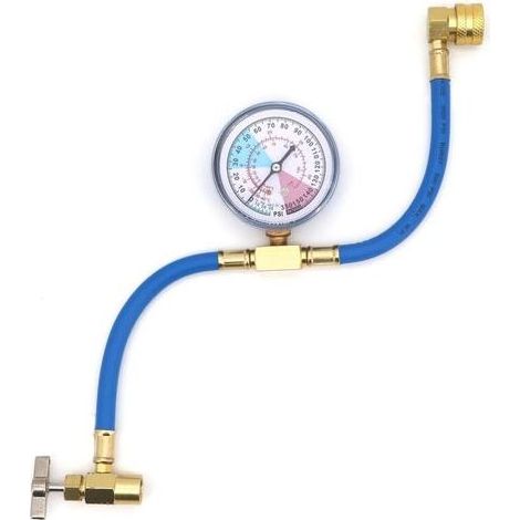Lntyq R134A Tuyau de Recharge de Réfrigérant avec Adaptateur de Jauge, 1/2 Filetage Kit de jauge de Tuyau de Mesure de Recharge de réfrigérant de climatisation Automatique de Voiture (1/5)