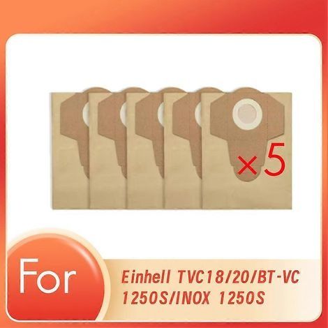 Lot de 5 sacs en papier de 20 L pour aspirateur eau et poussière Einhell TVC18/20/BT-VC 1250S/INOX 1250S (accessoires inclus). (1/5)
