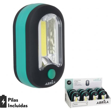 Torcia led cobflash con gancio e magnete nero/verde 200lm 9,5x6x3,5cm compatto 3xaaa incluso