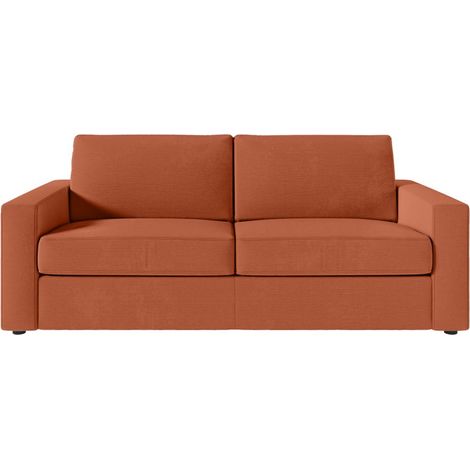 Canapé ADELE convertible 3 places couchage 140x190cm déhoussable - matelas 17cm - tissu terracotta