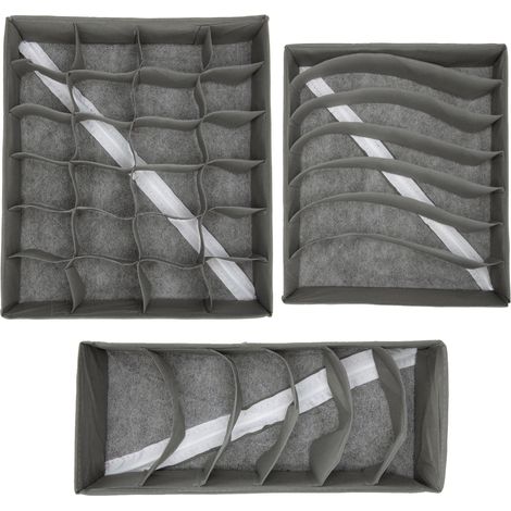 Organisateur de chaussettes et sous-vêtements avec compartiments, boîte de rangement à 5 compartiments, séparateurs pour tiroirs de cuisine et salle de bain, chaussettes et foulards roses (1/5)