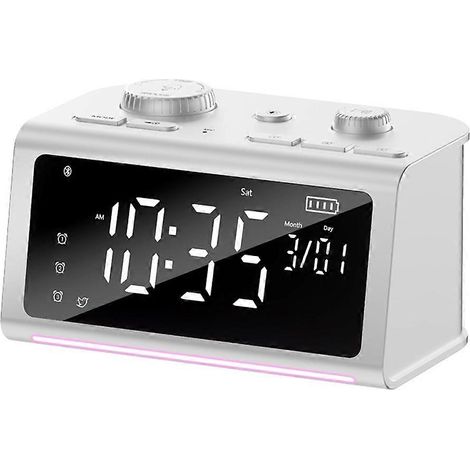 Multifonction Blanc Bruit Sleep Instrument Bluetooth Réveil Enceinte FM Wake-Up Multicolore Night Light Blanc (1/5)