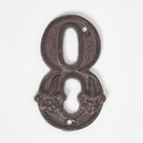 HOMESCAPES Cast Iron House number, 8 - Brown - Brown (1/3)