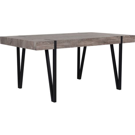 Tavolo da Pranzo Piano Legno Scuro Gambe in Metallo Nero 180 x 90 cm Adena (1/5)