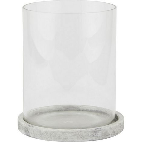 Athena Stone Large Hurricane Lantern - Ceramic - L18 x W18 x H21 cm - White