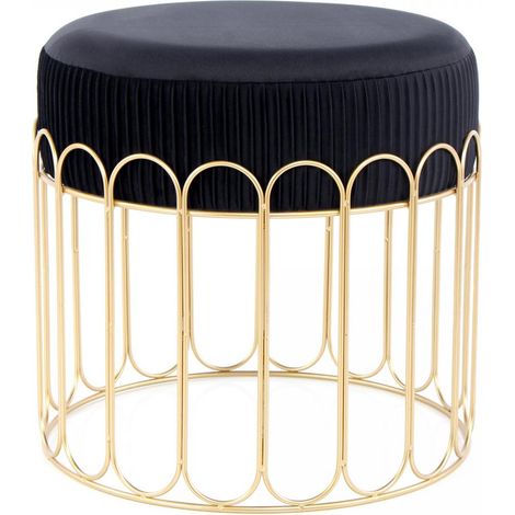 Tabouret semi artisanal ZAGA 40x40 or et noir (1/5)