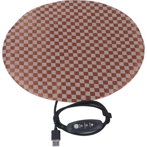 Coussin Chauffant Rond pour Animal 28cm, Tissu Oxford Imperméable, 3 Températures, Tapis Chauffant USB pour Chien et Chat (1/5)