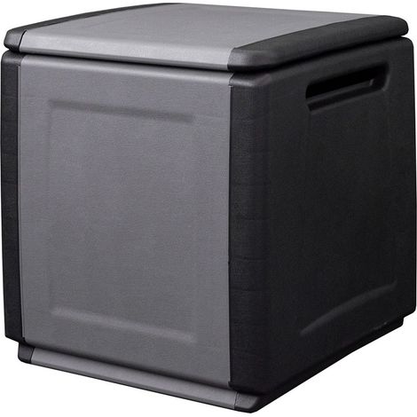 Coffre de rangement 130L Gris/Noir 54 x 53 x H57cm Poignées de transport polypropylène INTEC (1/5)
