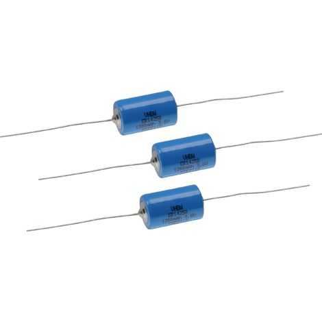 vhbw 3x Piles ER14250 - Piles spéciales avec connexion à souder (1200mAh, 3,6V, Li-SOCl2)