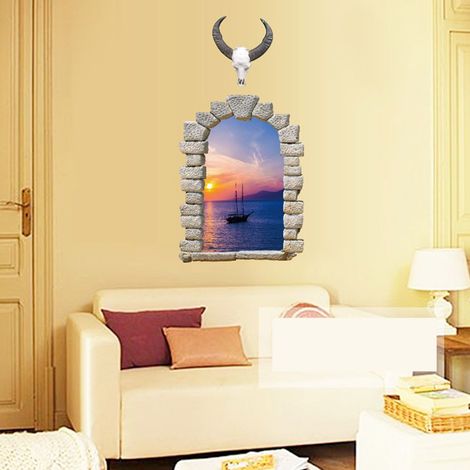 Sticker mural 3D SK9063AB, motif fenêtre paysage, pour la décoration de bureaux, maisons et commerces (1/5)